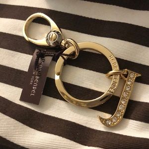 BNWT Henri Bendel “J” Crystal Initial Key FOB